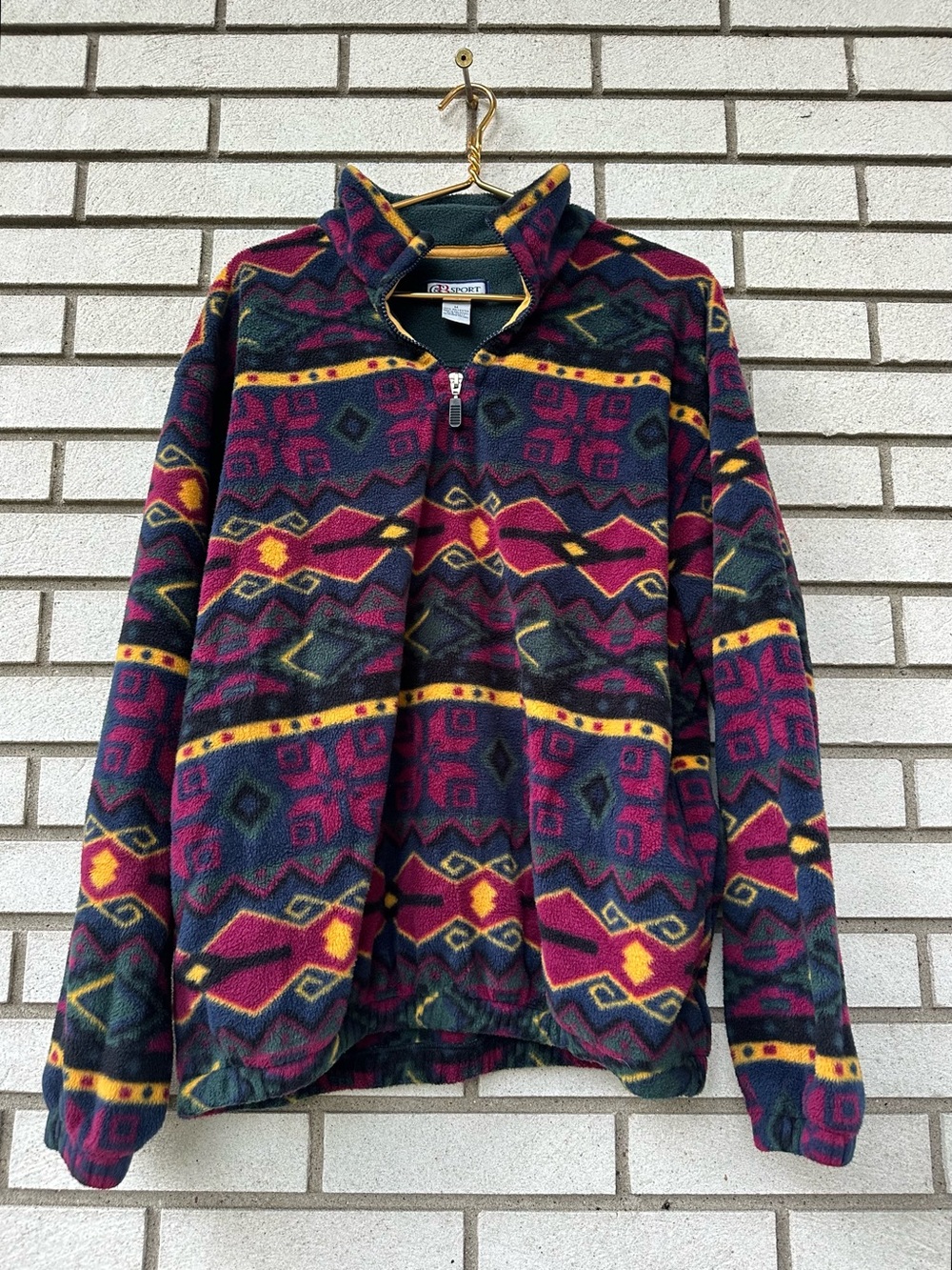Vintage Craft & Barrow Sport Fleece Pullover M Southwestern Aztec 1/4 Zip 90s